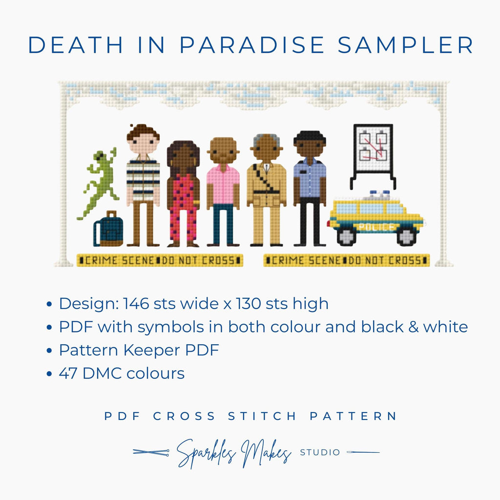 Death in Paradise Murder Mystery Inspired Sampler Cross Stitch Pattern PDF Download