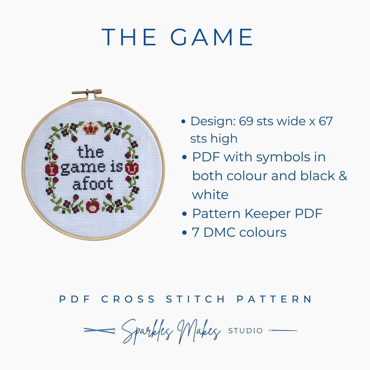 The Game Sherlock Holmes Inspired Cross Stitch Pattern PDF Download