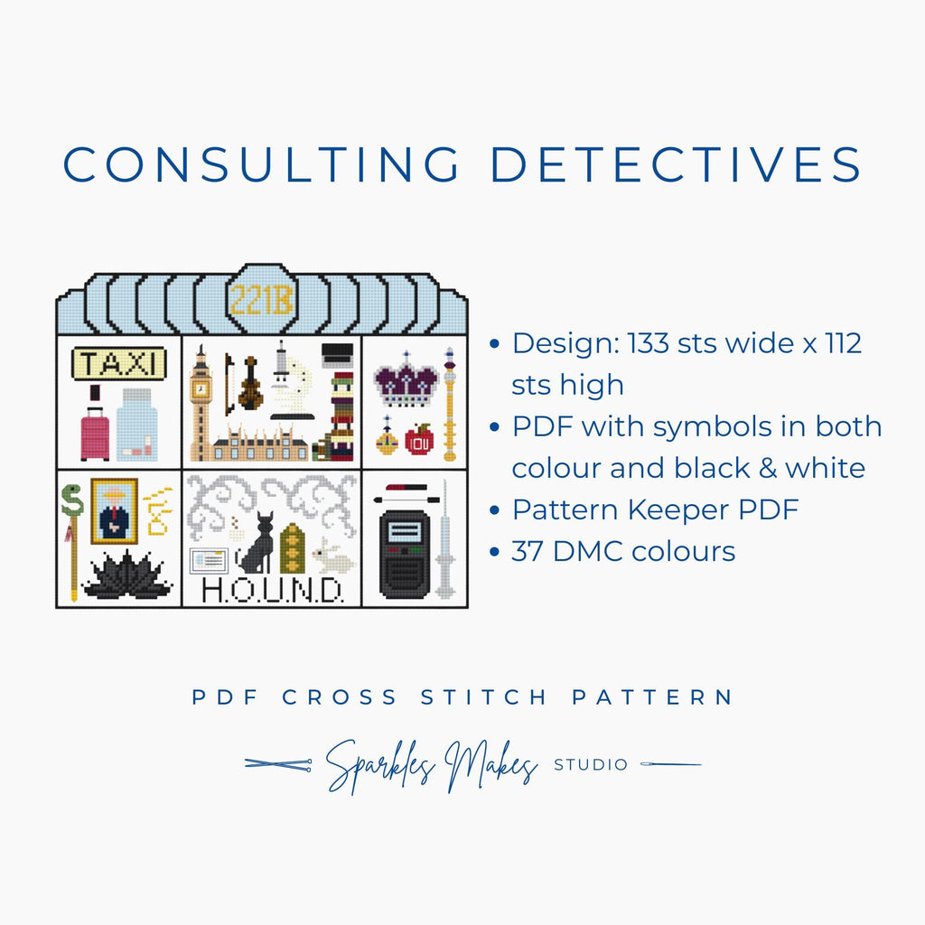 Consulting Detectives Sherlock Holmes Inspired Cross Stitch Pattern PDF Download