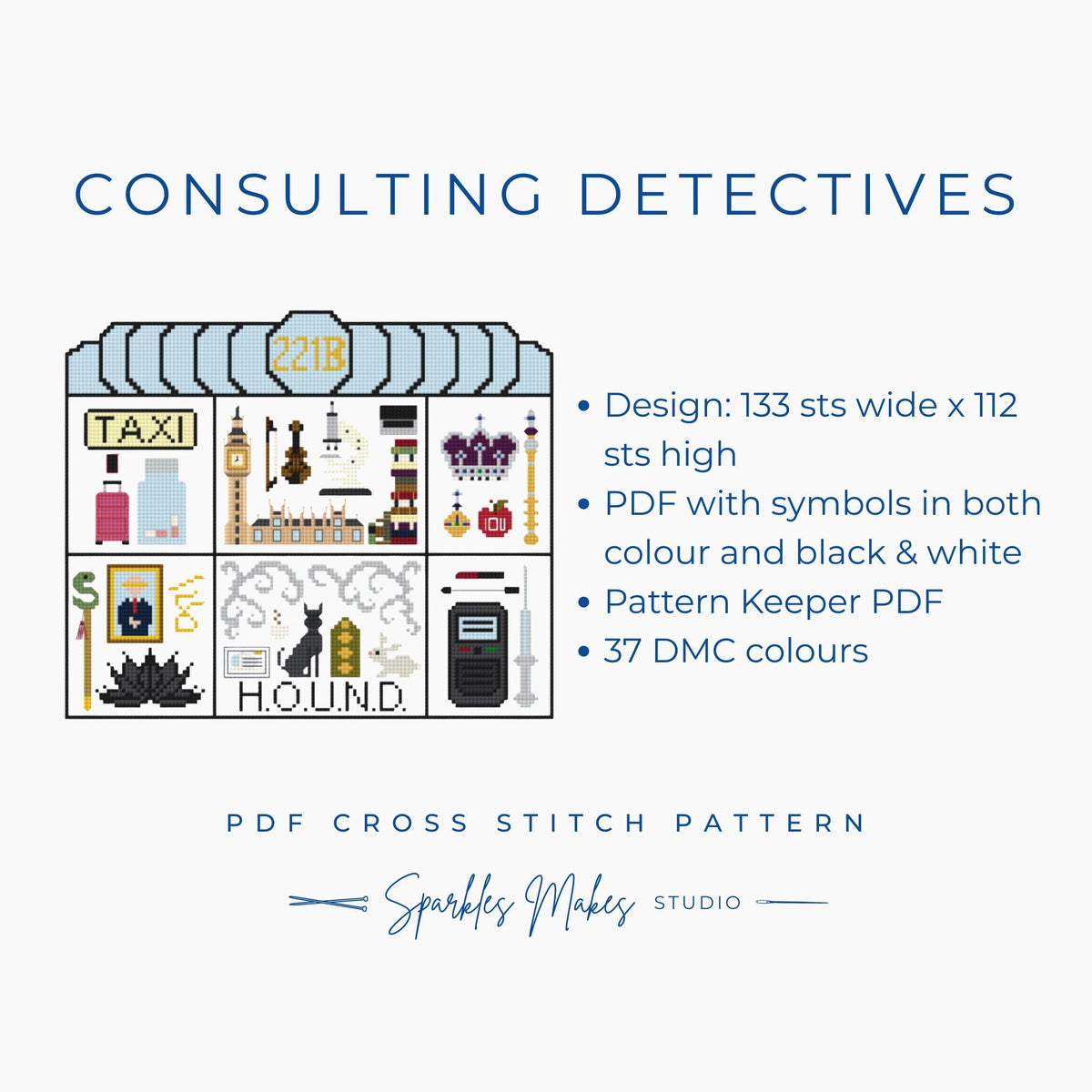 Consulting Detectives Sherlock Holmes Inspired Cross Stitch Pattern PDF Download