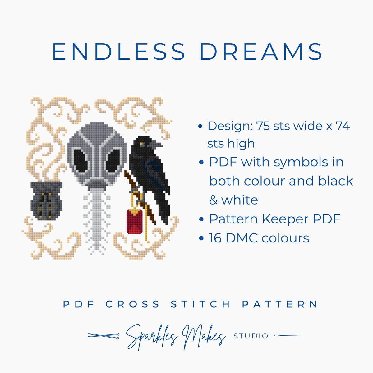 Endless Dreams Sandman Inspired Cross Stitch Pattern PDF Download