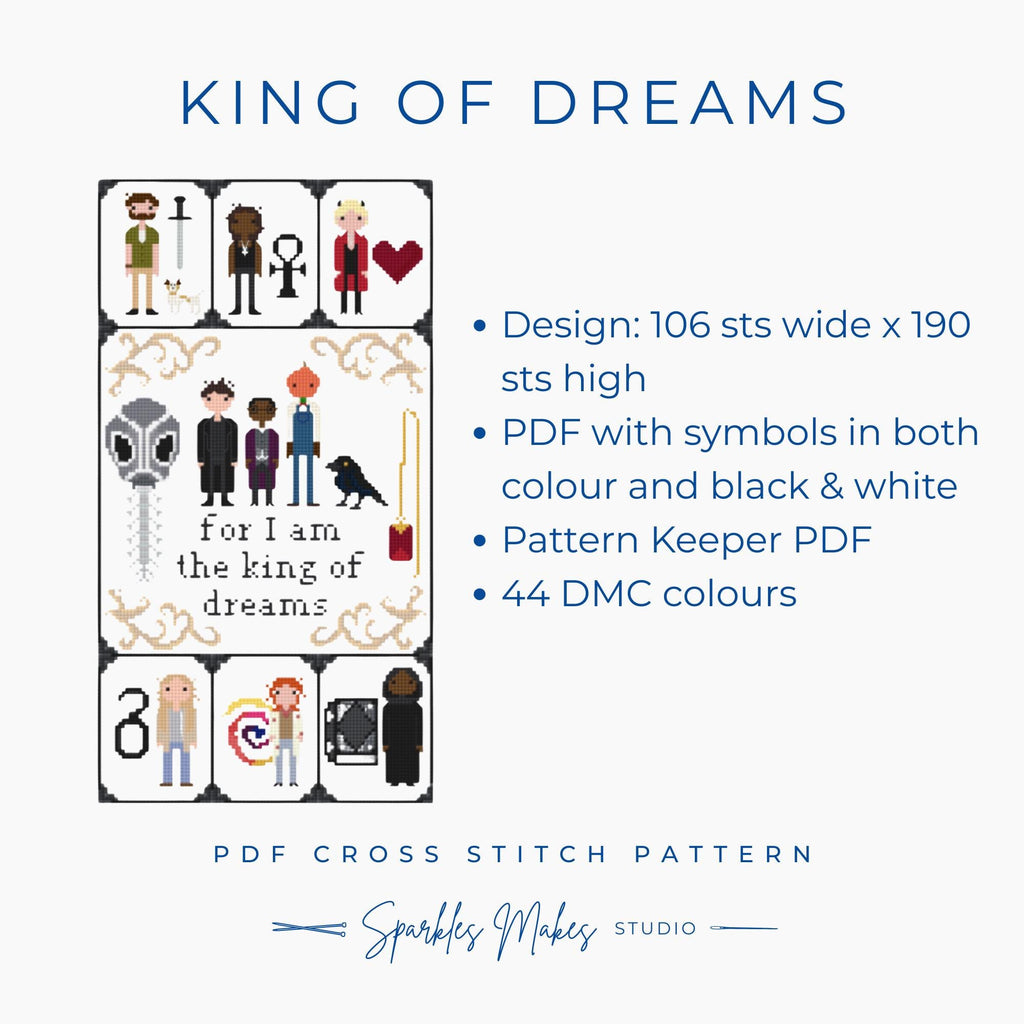 King of Dreams Sandman Inspired Cross Stitch Pattern PDF Download