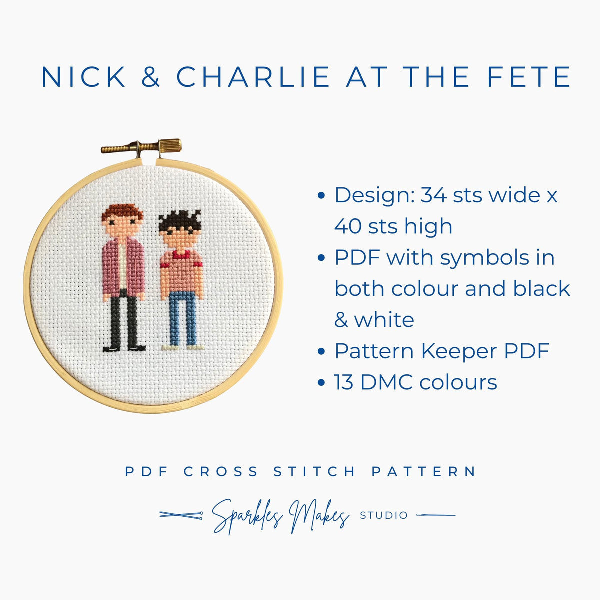 Nick & Charlie at the Fete Heartstopper Inspired Cross Stitch Pattern PDF Download