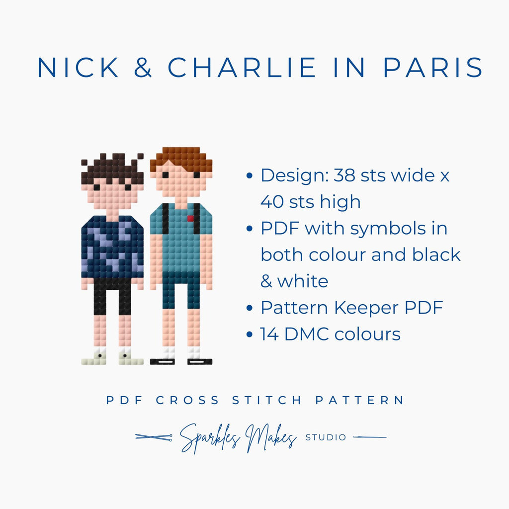 Nick & Charlie in Paris Heartstopper S2 Inspired Cross Stitch Pattern PDF Download