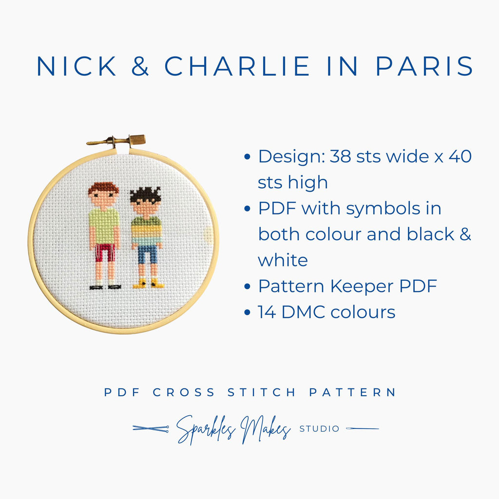 Nick & Charlie in Paris Heartstopper S2 Inspired Cross Stitch Pattern PDF Download