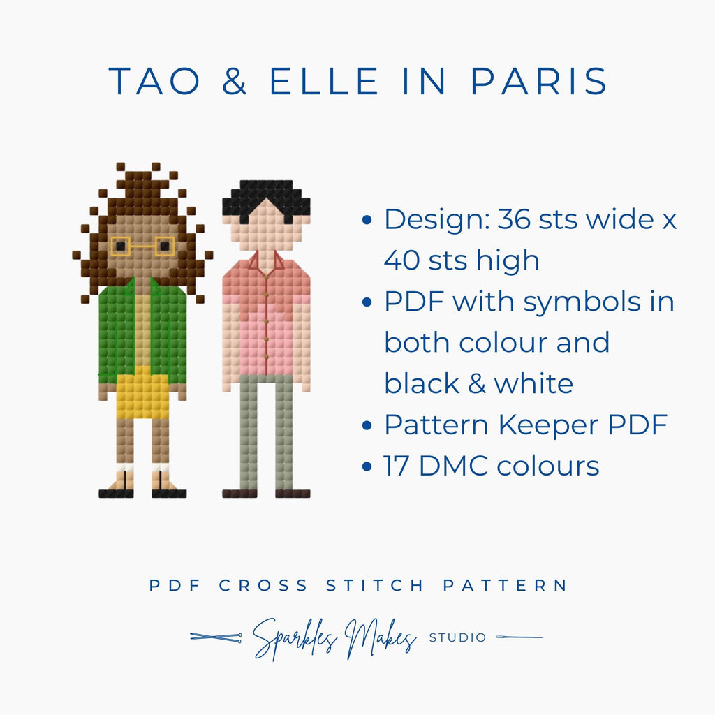 Tao & Elle in Paris Heartstopper S2 Inspired Cross Stitch Pattern PDF Download