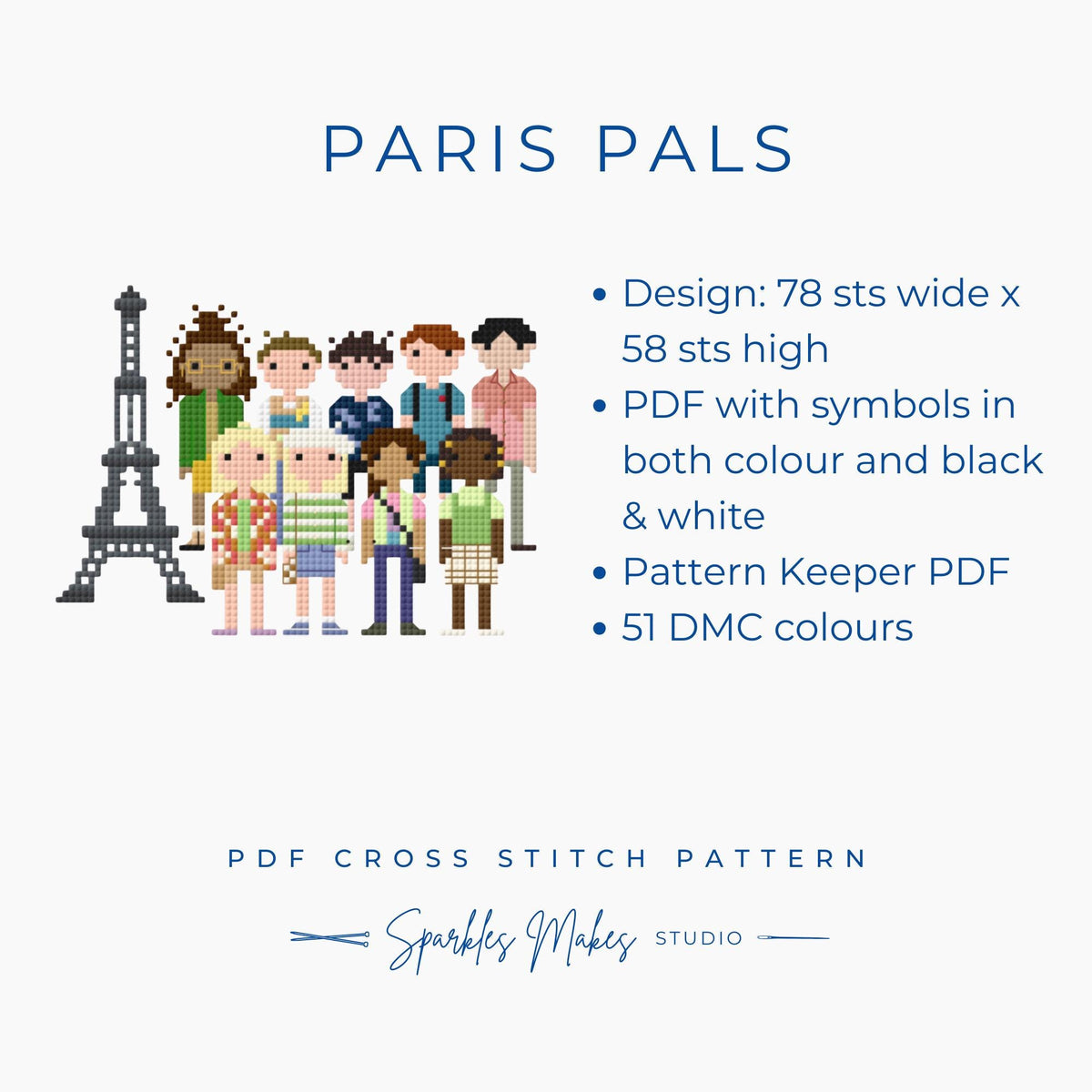 Paris Pals Heartstopper S2 Inspired Cross Stitch Pattern PDF Download