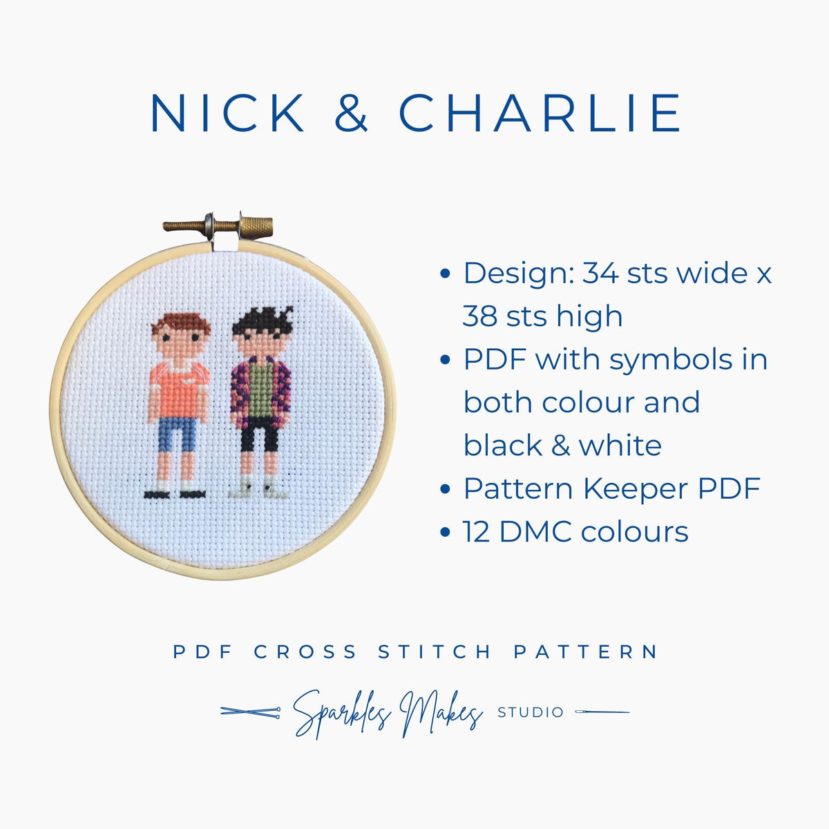 Nick & Charlie Heartstopper Inspired Cross Stitch Pattern Bundle PDF Download