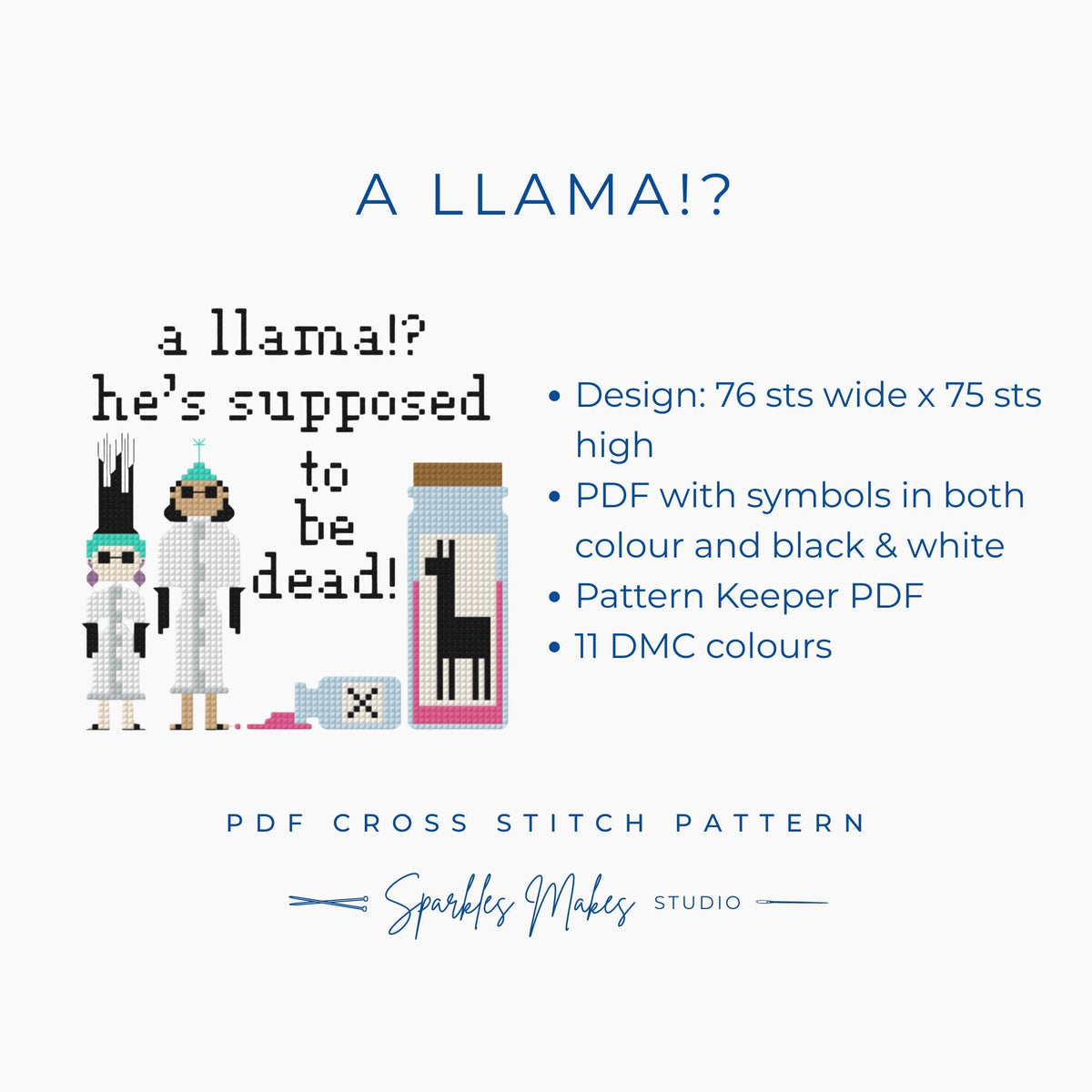 A Llama!? Yzma & Cronk Emperor’s New Groove Inspired Quote Cross Stitch Pattern PDF Download