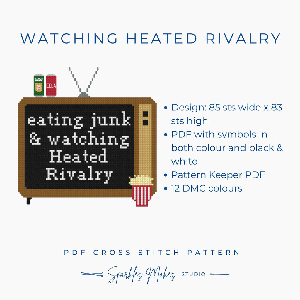 Watching Heated Rivalry Inspired Quote Cross Stitch Pattern PDF Download