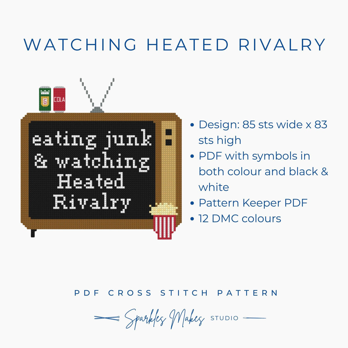 Watching Heated Rivalry Inspired Quote Cross Stitch Pattern PDF Download