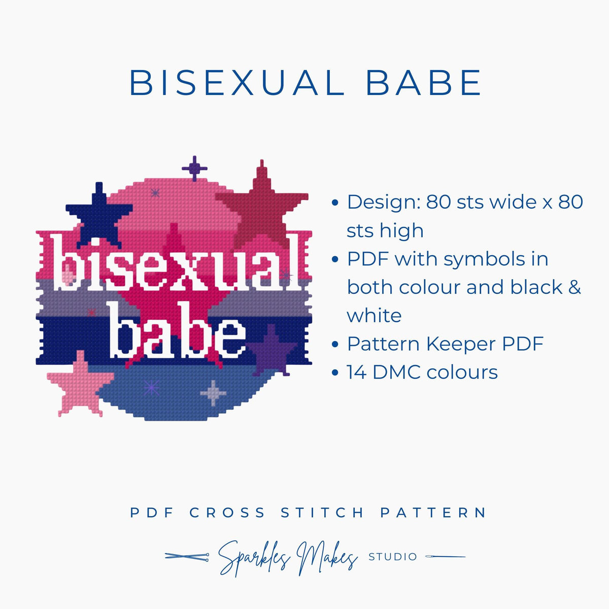 Bisexual Babe LGBTQ+ Pride Quote Cross Stitch Pattern PDF Download