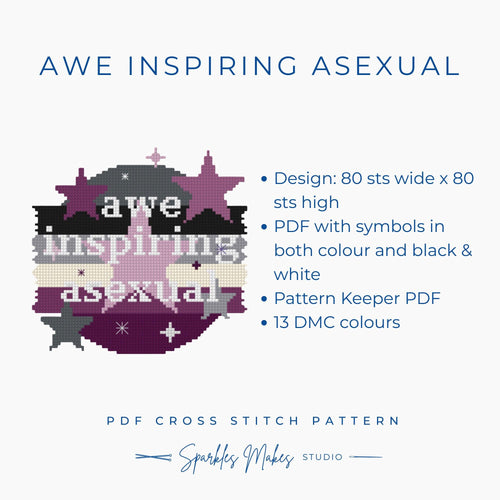 Awe-Inspiring Asexual LGBTQ+ Pride Quote Cross Stitch Pattern PDF Download