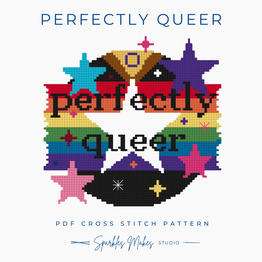 Perfectly Queer LGBTQ+ Pride Quote Cross Stitch Pattern PDF Download