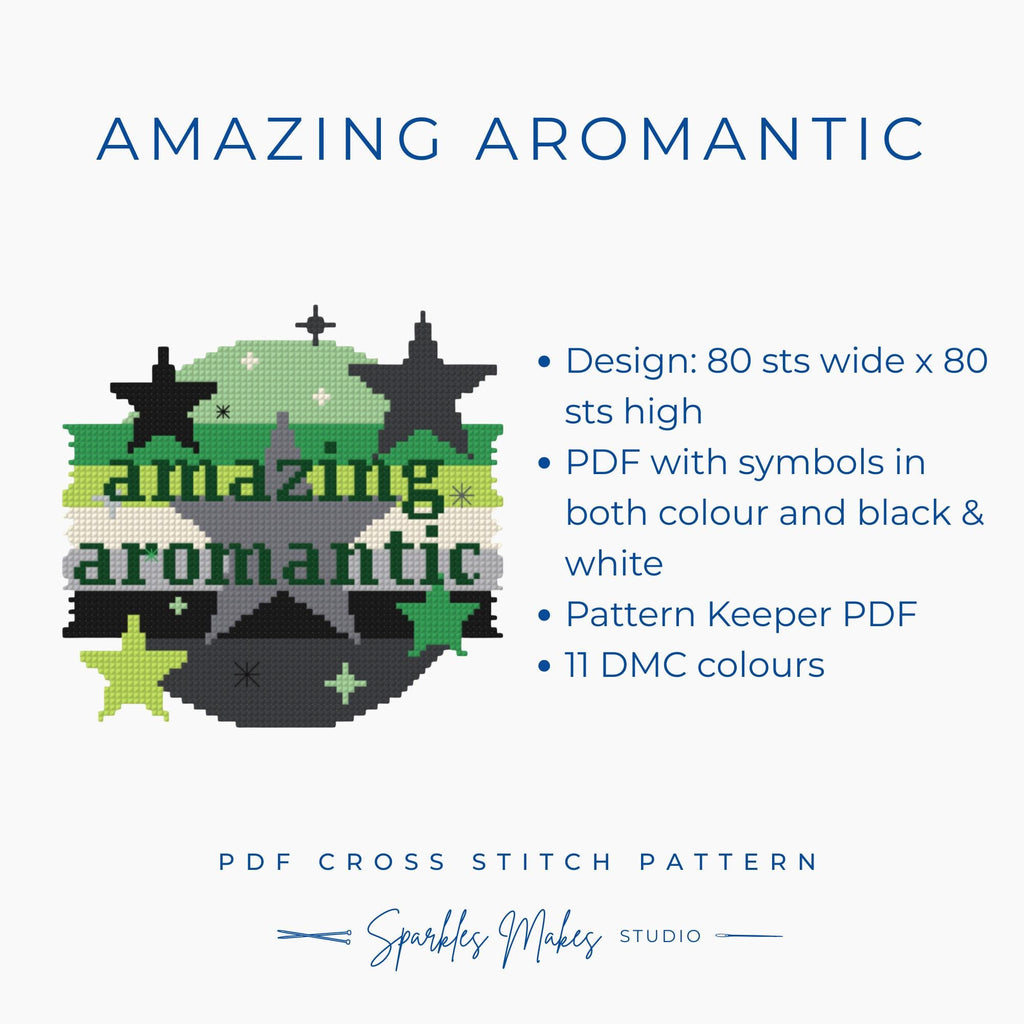 Aromantic LGBTQ+ Pride Cross Stitch Pattern PDF Download