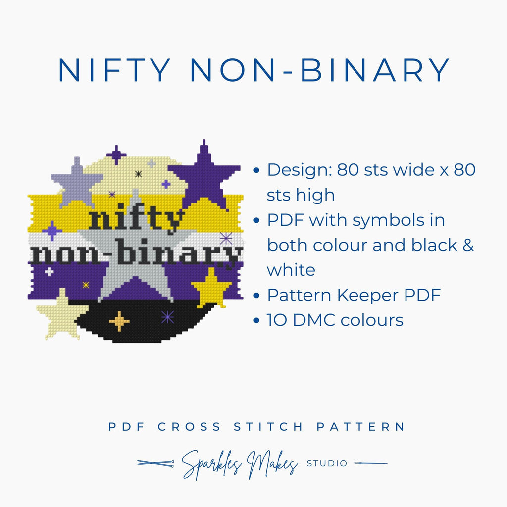 Nifty Non-Binary LGBTQ+ Pride Quote Cross Stitch Pattern PDF Download