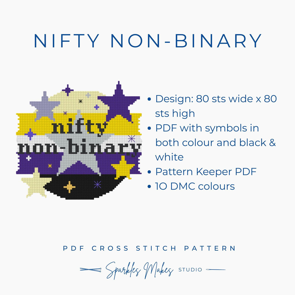 Nifty Non-Binary LGBTQ+ Pride Quote Cross Stitch Pattern PDF Download