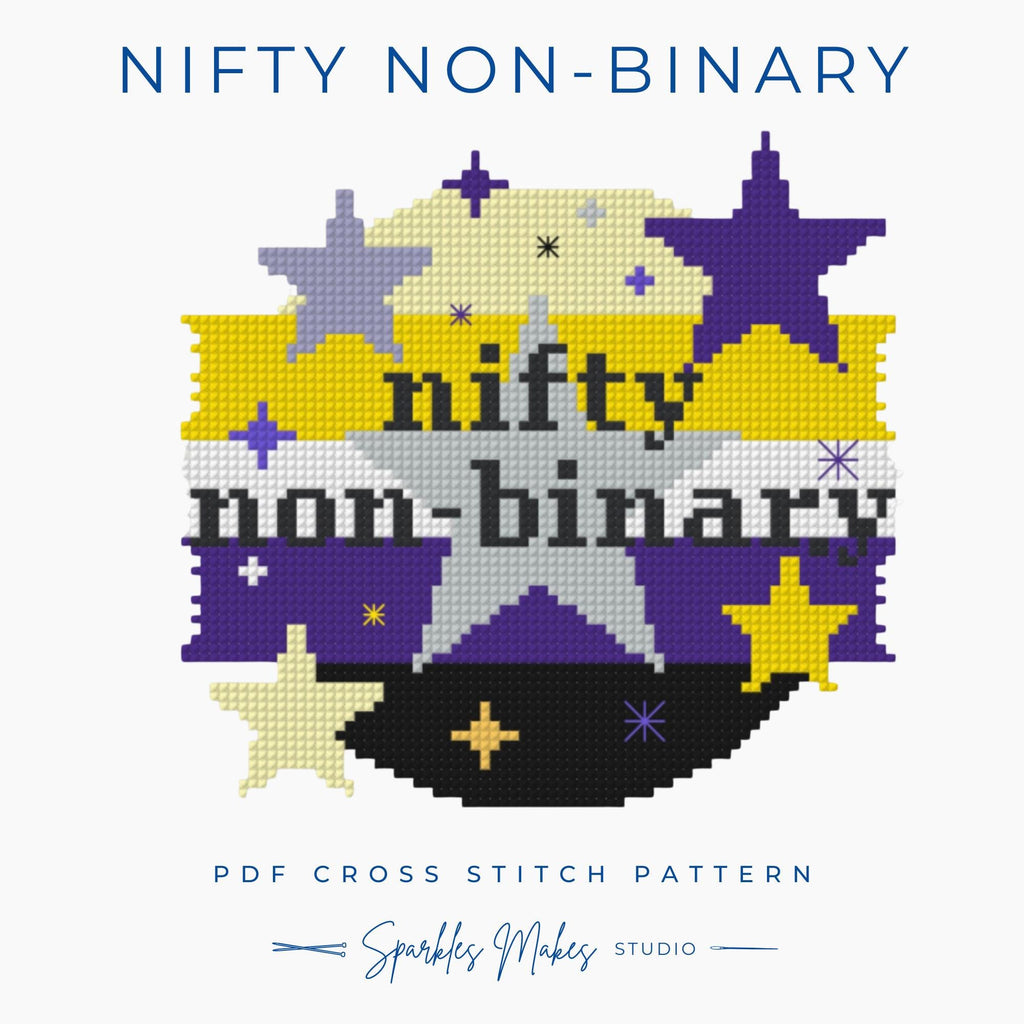 Nifty Non-Binary LGBTQ+ Pride Quote Cross Stitch Pattern PDF Download