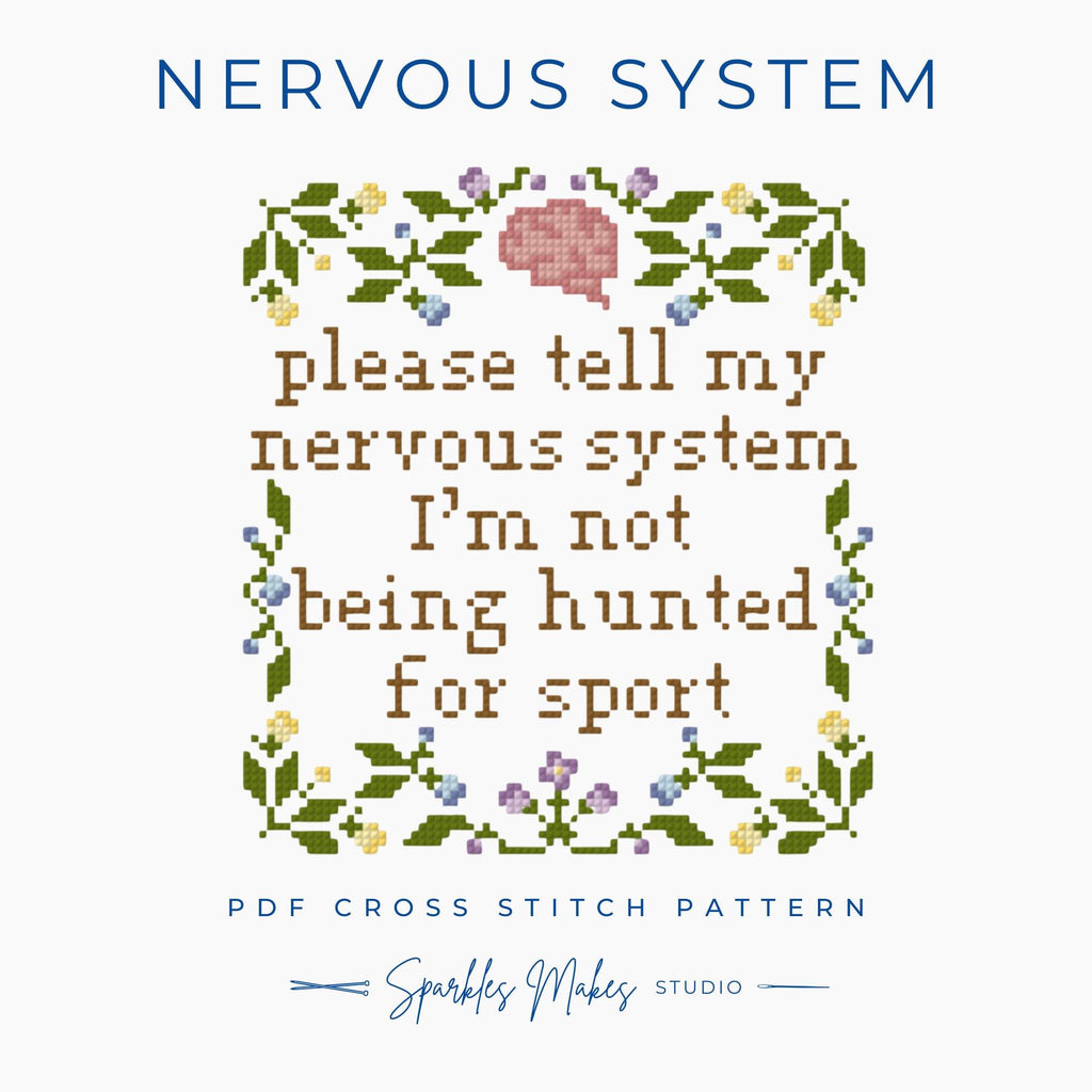 Nervous System Anxiety Quote Cross Stitch Pattern PDF Download