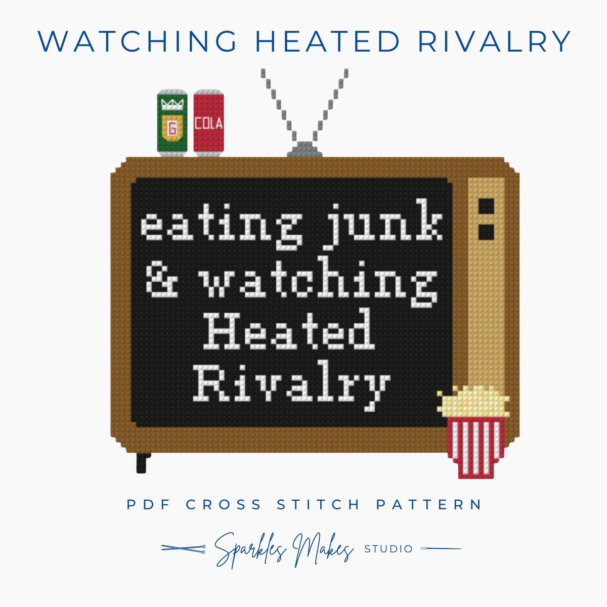 Watching Heated Rivalry Inspired Quote Cross Stitch Pattern PDF Download