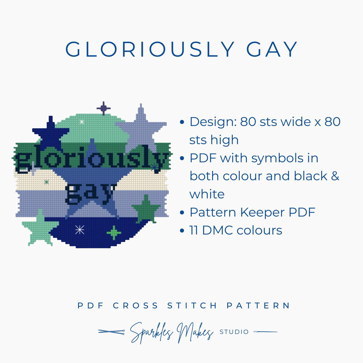 Gloriously Gay LGBTQ+ Pride Quote Cross Stitch Pattern PDF Download