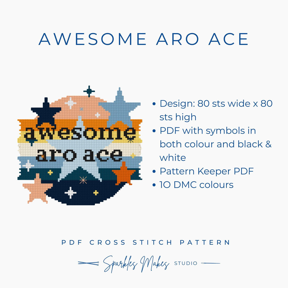 Aro Ace LGBTQIA Pride Cross Stitch Pattern PDF Download